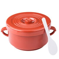 Thunder Group 64 oz. Red Insulated Plastic Handled Rice Container with Lid and Spoon