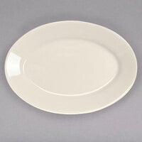 Homer Laughlin by Steelite International HL15700 13 3/8" Ivory (American White) Rolled Edge Oval China Platter - 12/Case