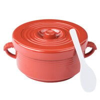 Thunder Group 72 oz. Red Plastic Handled Rice Container with Lid and Spoon