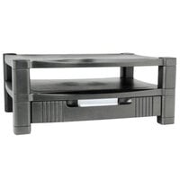 Kantek MS480 Black 17" x 13 1/4" x 7" Two Tier Adjustable Monitor Stand with Storage Drawer