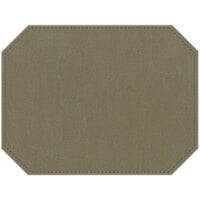 H. Risch Inc. PLACEMATDXOCT-IRITAUPE Iridescent 16" x 12" Taupe Premium Sewn Faux Leather Octagon Placemat - 12/Pack