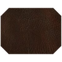 H. Risch, Inc. PLACEMATDXOCT-HARBROWN Harley 16" x 12" Customizable Brown Premium Sewn Faux Leather Octagon Placemat