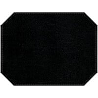 H. Risch, Inc. PLACEMATDXOCT-LTHBLACK Tuxedo Leather 16" x 12" Customizable Black Premium Sewn Octagon Placemat