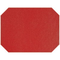 H. Risch, Inc. PLACEMATDXOCT-RIORED Rio 16" x 12" Customizable Red Premium Sewn Faux Leather Octagon Placemat