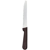 Libbey 201 2702 8 3/4" Stainless Steel Steak Knife with Black Polypropylene Handle - 12/Pack