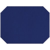 H. Risch, Inc. PLACEMATDXOCT-RIOBLUE Rio 16" x 12" Customizable Blue Premium Sewn Faux Leather Octagon Placemat