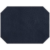 H. Risch, Inc. TABLEMATOCT17X13NAVY 17" x 13" Customizable Navy Hardboard / Faux Leather Octagon Placemat