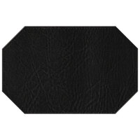H. Risch, Inc. TABLEMATOCT17X11BLACK 17" x 11" Customizable Black Hardboard / Faux Leather Octagon Placemat