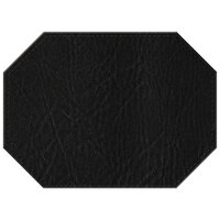 H. Risch, Inc. TABLEMATOCT15X11BLACK 15" x 11" Customizable Black Hardboard / Faux Leather Octagon Placemat