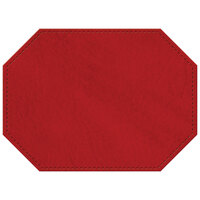H. Risch, Inc. TABLEMATOCT15X11RED 15" x 11" Customizable Red Hardboard / Faux Leather Octagon Placemat