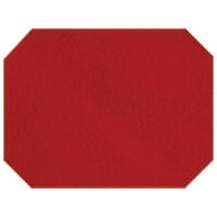 H. Risch, Inc. TABLEMATOCT17X13RD 17" x 13" Customizable Red Hardboard / Faux Leather Octagon Placemat