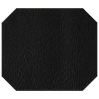 H. Risch, Inc. TABLEMATOCT15X13BLACK 15" x 13" Customizable Black Hardboard / Faux Leather Octagon Placemat