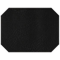 H. Risch, Inc. TABLEMATOCT17X13BLACK 17" x 13" Customizable Black Hardboard / Faux Leather Octagon Placemat