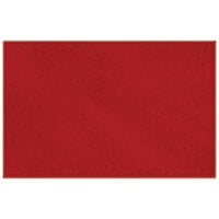 H. Risch, Inc. TABLEMAT17X11RED 17" x 11" Customizable Red Hardboard / Faux Leather Rectangle Placemat