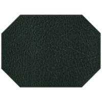 H. Risch, Inc. TABLEMATOCT15X11GREEN 15" x 11" Customizable Green Hardboard / Faux Leather Octagon Placemat