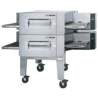 Lincoln 1600-2G Impinger 1600 Series Natural Gas Double Conveyor Radiant Oven Package with 40" Long Baking Chamber - 240,000 BTU