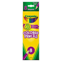 Crayola 684008 8 Assorted Long Barrel 3.3mm Colored Pencils