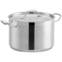 Vigor SS1 Series 12 Qt. Heavy-Duty Stainless Steel Aluminum-Clad Stock Pot with Cover