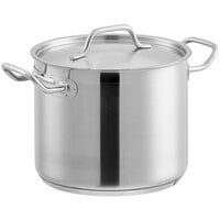 Vigor SS1 Series 8 Qt. Heavy-Duty Stainless Steel Aluminum-Clad Stock Pot with Cover