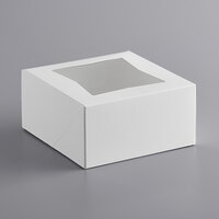 Baker's Mark 6" x 6" x 3" White Auto-Popup Window Pie / Bakery Box - 10/Pack