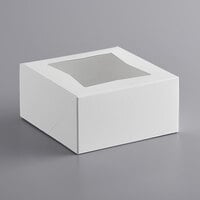 Baker's Mark 6" x 6" x 3" White Auto-Popup Window Pie / Bakery Box - 200/Case