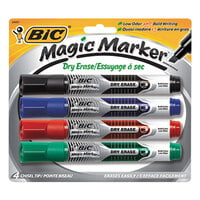 Bic GELITP41AST Magic Marker Assorted Color Low Odor and Bold Writing Chisel Tip Dry Erase Marker - 4/Set