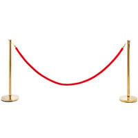 Lancaster Table & Seating 40" Gold Rope-Style Crowd Control / Guidance Stanchion Set with 8' Red Rope