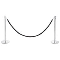 Lancaster Table & Seating 40" Silver Rope-Style Crowd Control / Guidance Stanchion Set with 8' Black Rope