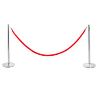Lancaster Table & Seating 40" Silver Rope-Style Crowd Control / Guidance Stanchion Set with 8' Red Rope
