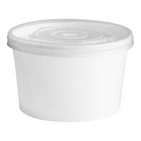 Choice 8 oz. White Double Poly-Coated Paper Food Cup with Vented Plastic Lid - 250/Case