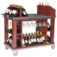 Bon Chef 50048 48" x 24" x 45 1/2" Mahogany Wine and Cordial Cart