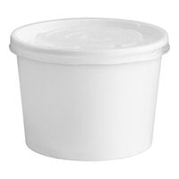 Choice 12 oz. White Double Poly-Coated Paper Food Cup with Vented Plastic Lid - 25/Pack