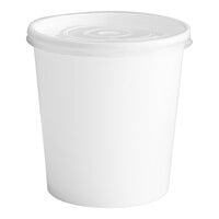 Choice 16 oz. White Double Poly-Coated Paper Food Cup with Vented Plastic Lid - 25/Pack