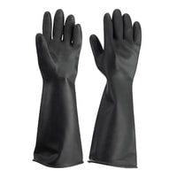 Winco Natural Latex Rubber Black One Size Fits Most 18" Unlined Gloves