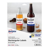 Avery® 22827 3 1/2 inch x 4 3/4 inch White Rectangular Removable Labels - 32/Pack