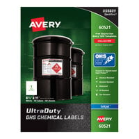 Avery® 60521 UltraDuty 8 1/2" x 11" GHS Chemical Labels for Pigment-Based Inkjet Printers - 50/Pack