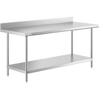 Regency 30" x 72" 16-Gauge Stainless Steel Commercial Work Table with 4" Backsplash and Undershelf