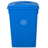 Lavex 23 Gallon Blue Slim Rectangular Recycling Can and Blue Lid with Slot