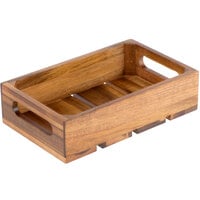 Tablecraft CRATE14 Fourth Size, 2 1/2" Deep Gastronorm Acacia Wood Serving and Display Crate