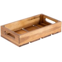 Tablecraft CRATE13 Third Size, 2 1/2" Deep Gastronorm Acacia Wood Serving and Display Crate