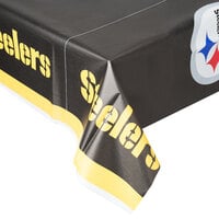 Creative Converting Pittsburgh Steelers 54" x 102" Plastic Table Cover - 12/Case