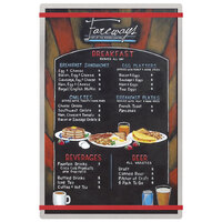 Menu Solutions ALSIN17-RB Alumitique 11" x 17" Customizable Brushed Aluminum Menu Board with Red Bands
