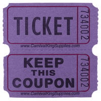 Carnival King Purple 2-Part Customizable Raffle Tickets - 2000/Roll