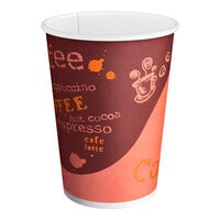 Choice 12 oz. Coffee Print Poly Paper Hot Cup - 50/Pack