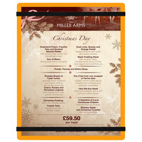 Menu Solutions ACRB-C Orange 8 1/2" x 11" Customizable Acrylic Menu Board with Rubber Band Straps