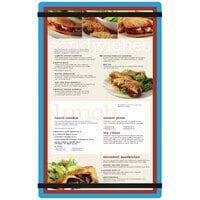 Menu Solutions ACRB-D Blue 8 1/2" x 14" Customizable Acrylic Menu Board with Rubber Band Straps