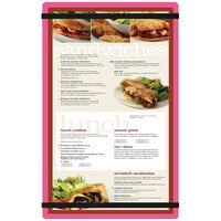 Menu Solutions ACRB-D Pink 8 1/2" x 14" Customizable Acrylic Menu Board with Rubber Band Straps
