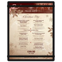 Menu Solutions ACRB-C Black 8 1/2" x 11" Customizable Acrylic Menu Board with Rubber Band Straps