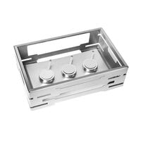 Rosseto SM229 Multi-Chef 21 5/8" x 13 9/16" x 7" Stainless Steel Chafer Alternative Warmer with Burner Stand and 3 Fuel Holders