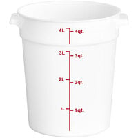 Choice 4 Qt. White Round Polypropylene Food Storage Container